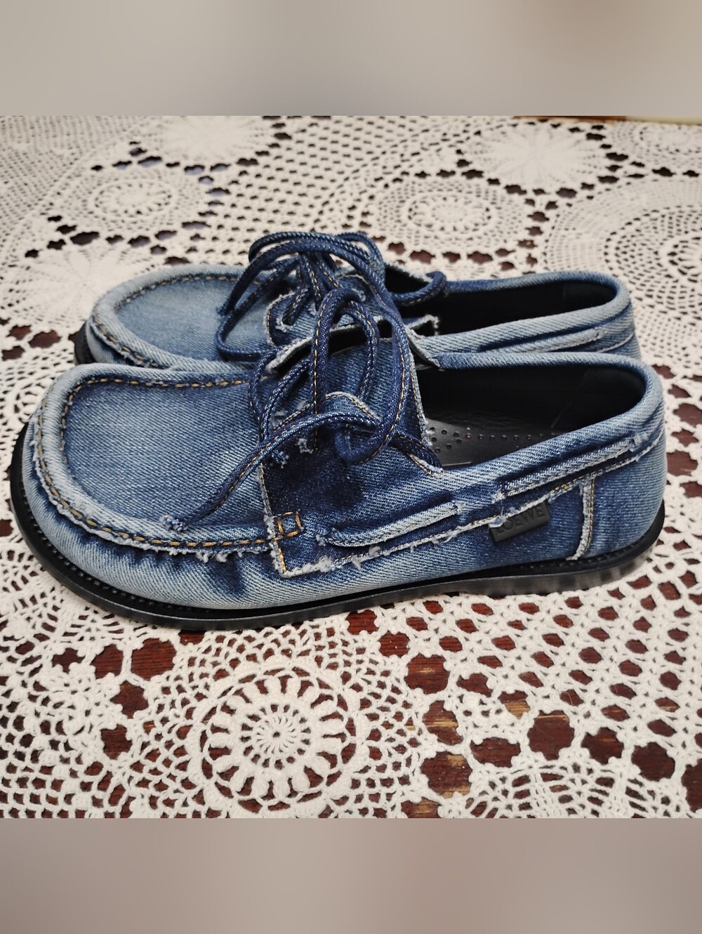 NWOB Loewe Campo Denim Boat Shoes - Blue Mens Sz 8 - Picture 3 of 8